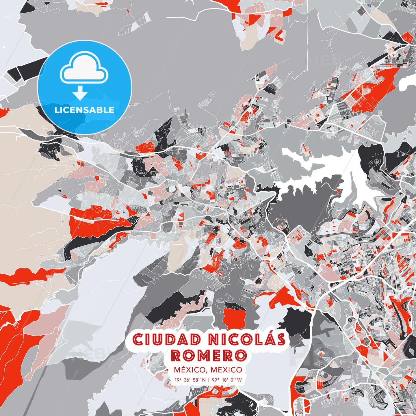 Ciudad Nicolás Romero, México, Mexico, modern map - HEBSTREITS Sketches