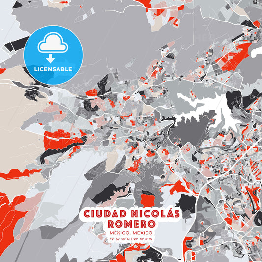Ciudad Nicolás Romero, México, Mexico, modern map - HEBSTREITS Sketches