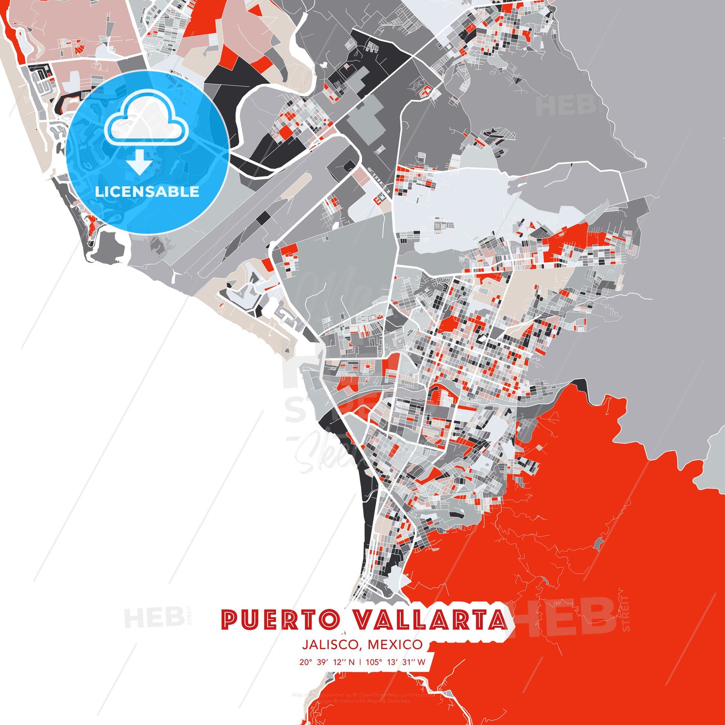 Puerto Vallarta, Jalisco, Mexico, modern map - HEBSTREITS Sketches