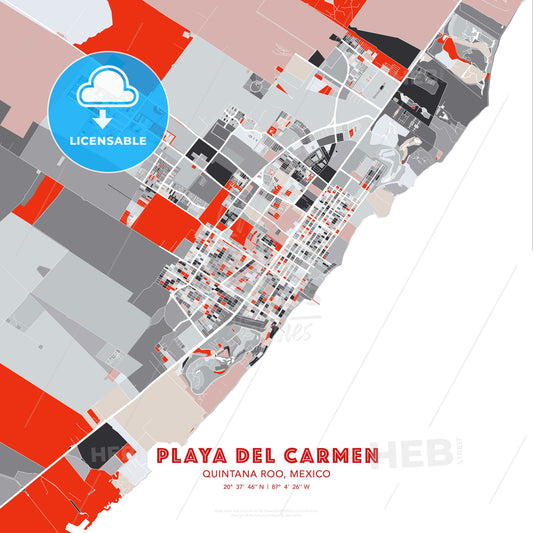 Playa del Carmen, Quintana Roo, Mexico, modern map - HEBSTREITS Sketches