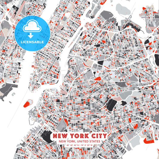 New York City, New York, United States, modern map - HEBSTREITS Sketches