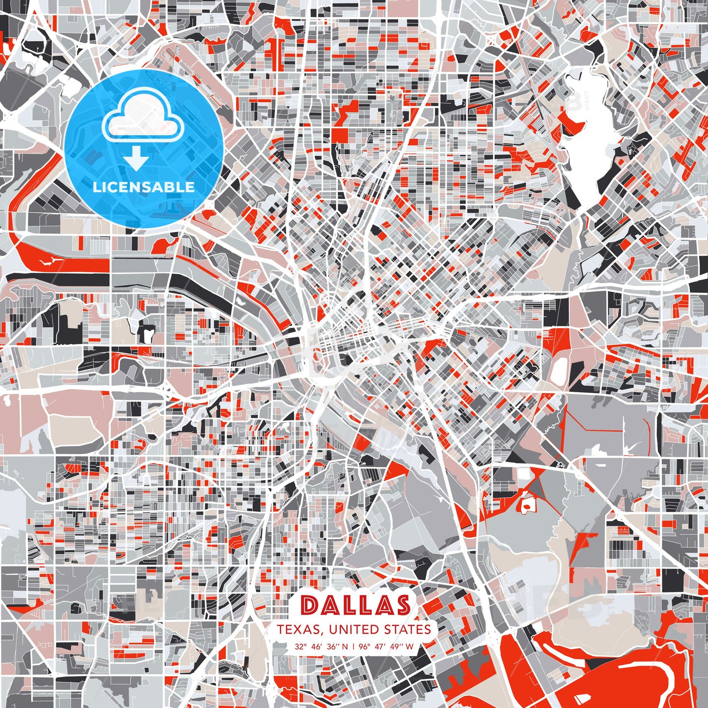 Dallas, Texas, United States, modern map - HEBSTREITS Sketches