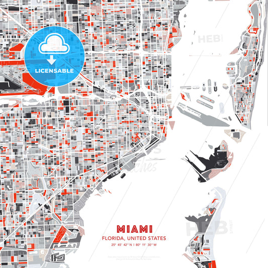 Miami, Florida, United States, modern map - HEBSTREITS Sketches