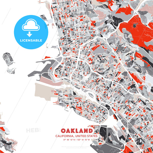 Oakland, California, United States, modern map - HEBSTREITS Sketches