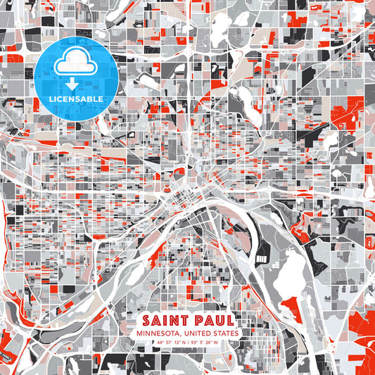 Saint Paul, Minnesota, United States, modern map - HEBSTREITS Sketches