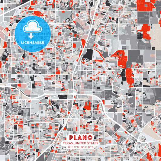 Plano, Texas, United States, modern map - HEBSTREITS Sketches