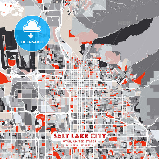 Salt Lake City, Utah, United States, modern map - HEBSTREITS Sketches