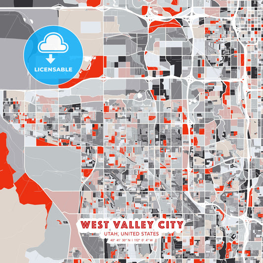 West Valley City, Utah, United States, modern map - HEBSTREITS Sketches
