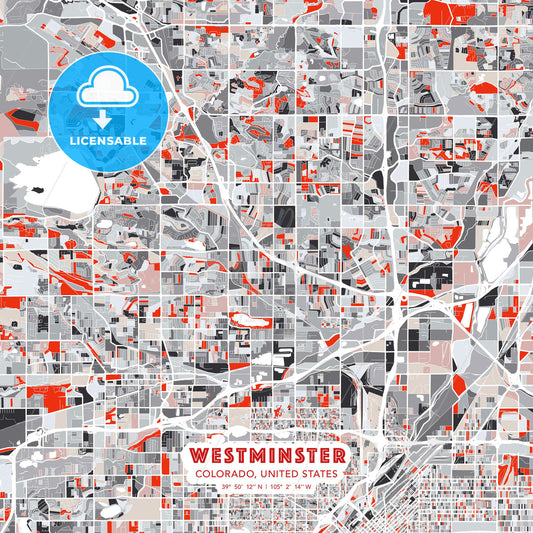 Westminster, Colorado, United States, modern map - HEBSTREITS Sketches