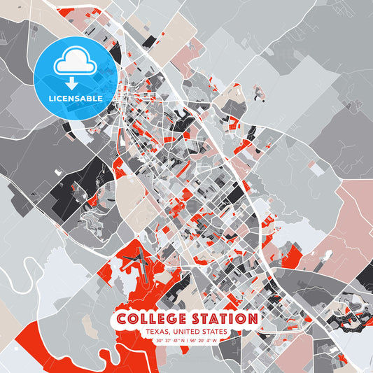 College Station, Texas, United States, modern map - HEBSTREITS Sketches