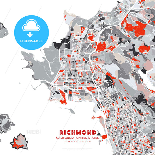 Richmond, California, United States, modern map - HEBSTREITS Sketches