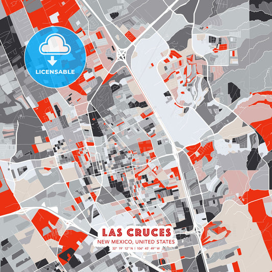 Las Cruces, New Mexico, United States, modern map - HEBSTREITS Sketches