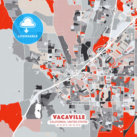 Vacaville, California, United States, modern map - HEBSTREITS Sketches