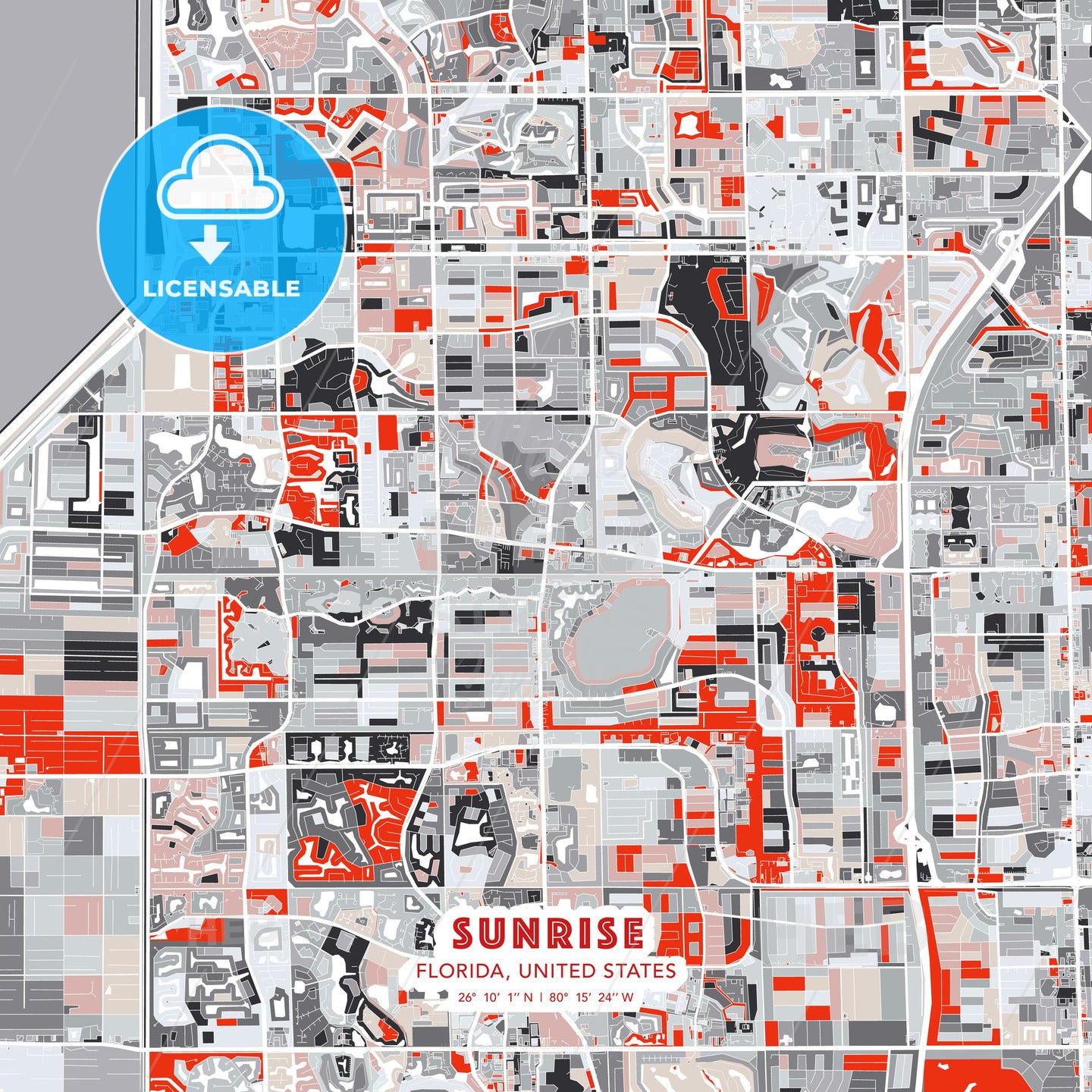 Sunrise, Florida, United States, modern map - HEBSTREITS Sketches