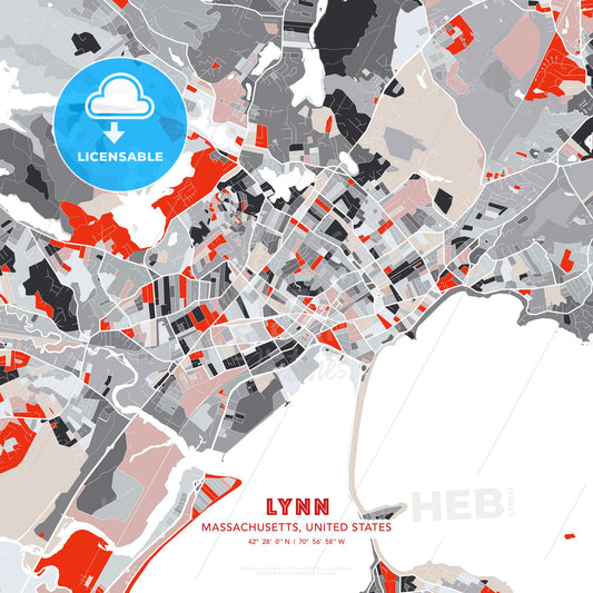 Lynn, Massachusetts, United States, modern map - HEBSTREITS Sketches
