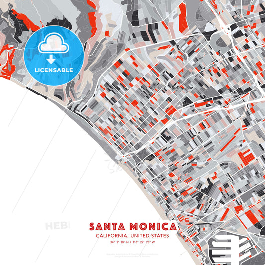 Santa Monica, California, United States, modern map - HEBSTREITS Sketches