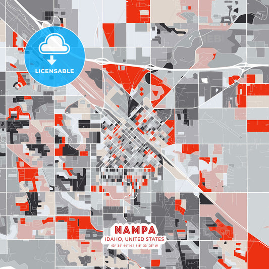 Nampa, Idaho, United States, modern map - HEBSTREITS Sketches