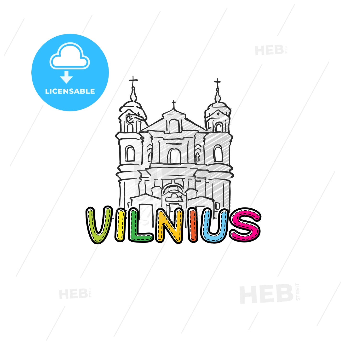 vilnius beautiful sketched icon – instant download
