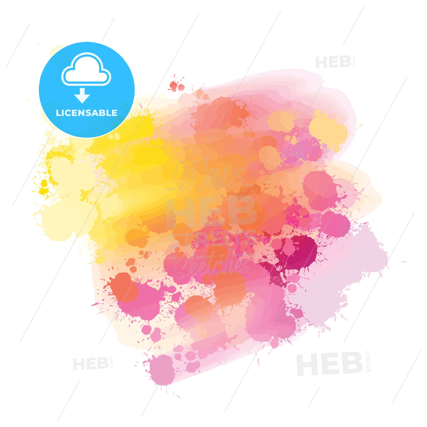 yellow and pink splatter watercolor background – instant download